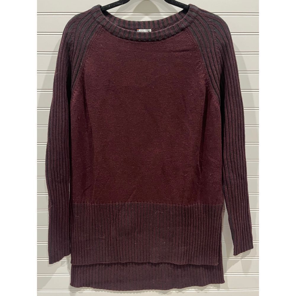 Smartwool‎ Burgundy Ribbed Merino Wool Blend Tunic Sweater Pullover Size L